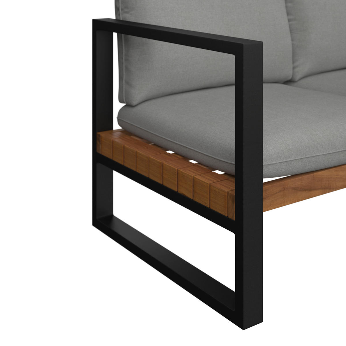 LOUNGE GARNITURA   drvo, metal, tekstil  siva, boje tikovine    - boje tikovine/siva, Moderno, drvo/metal (216/234cm) - Ambia Garden