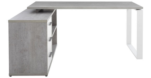 ECKSCHREIBTISCH 140/170/75 cm in Grau, Weiß Hochglanz - Edelstahlfarben/Weiß Hochglanz, Design, Holzwerkstoff/Metall (140/170/75cm) - Carryhome