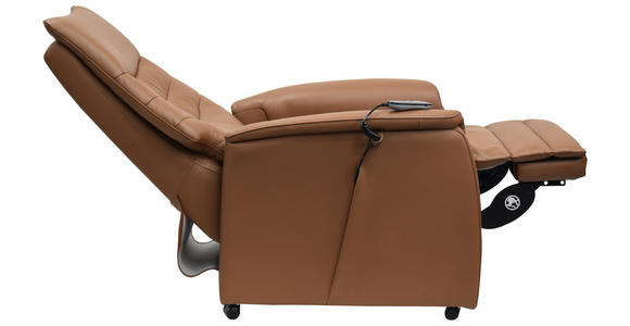 FERNSEHSESSEL  mit Relaxfunktion, Kopfteilverstellung, Aufstehhilfe, Fußteilverstellung Echtleder Lederlook Cognac  - Cognac/Schwarz, Design, Leder/Kunststoff (78.5/87,5-112,5/87,5-161cm) - Cantus
