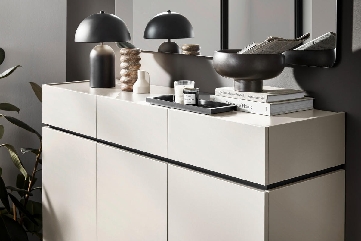 SCHUHSCHRANK Kaschmir  - Kaschmir/Schwarz, Design, Holzwerkstoff/Kunststoff (135/121/40cm) - Voleo