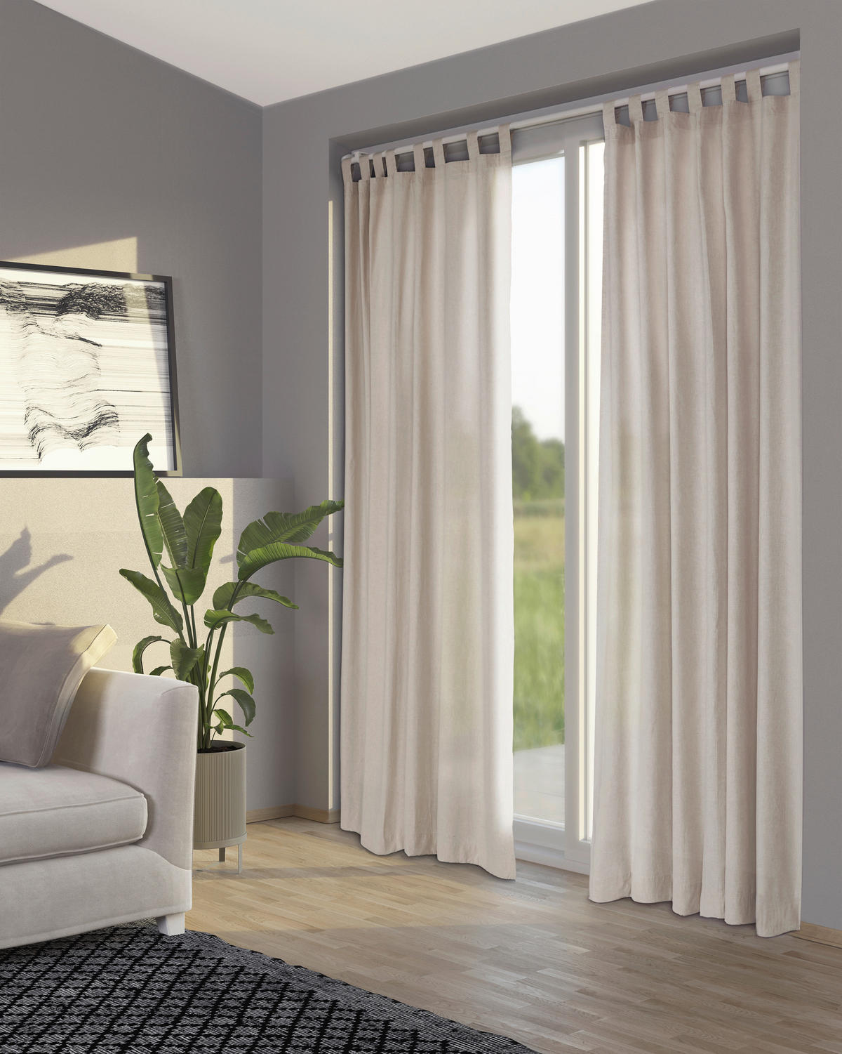 SCHLAUFENVORHANG  - Beige, Basics, Textil (145/250cm)