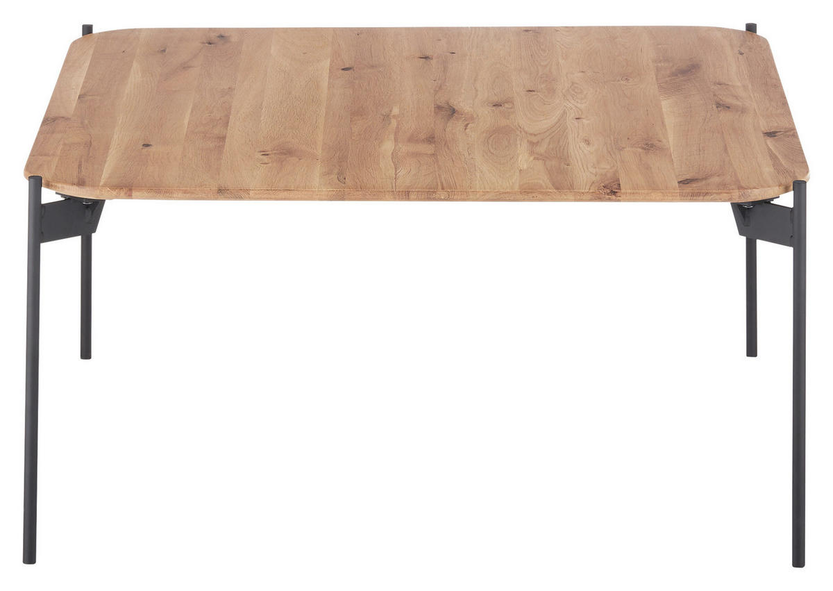 COUCHTISCH Eiche massiv 80/80/38 cm quadratisch Naturfarben, Schwarz  - Schwarz/Naturfarben, Design, Holz/Metall (80/80/38cm) - Linea Natura