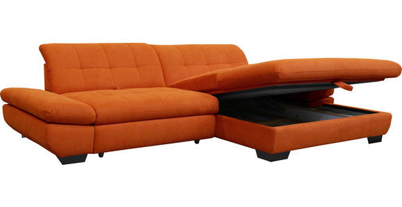 ECKSOFA in Mikrofaser Orange  - Schwarz/Orange, Design, Textil/Metall (290/198cm) - Xora