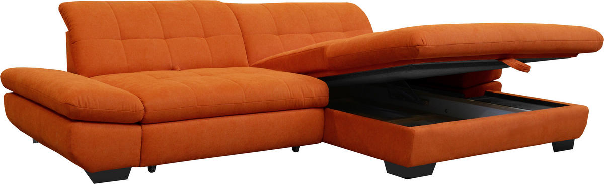 ECKSOFA in Mikrofaser Orange  - Schwarz/Orange, Design, Textil/Metall (290/198cm) - Xora