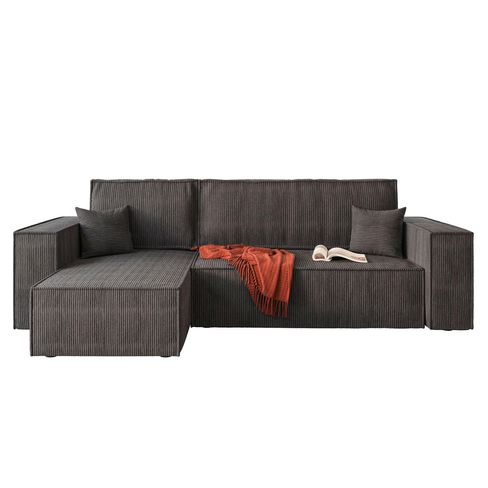 ECKSOFA in Cord Dunkelgrau  - Dunkelgrau, Design, Textil (142/246cm) - P & B