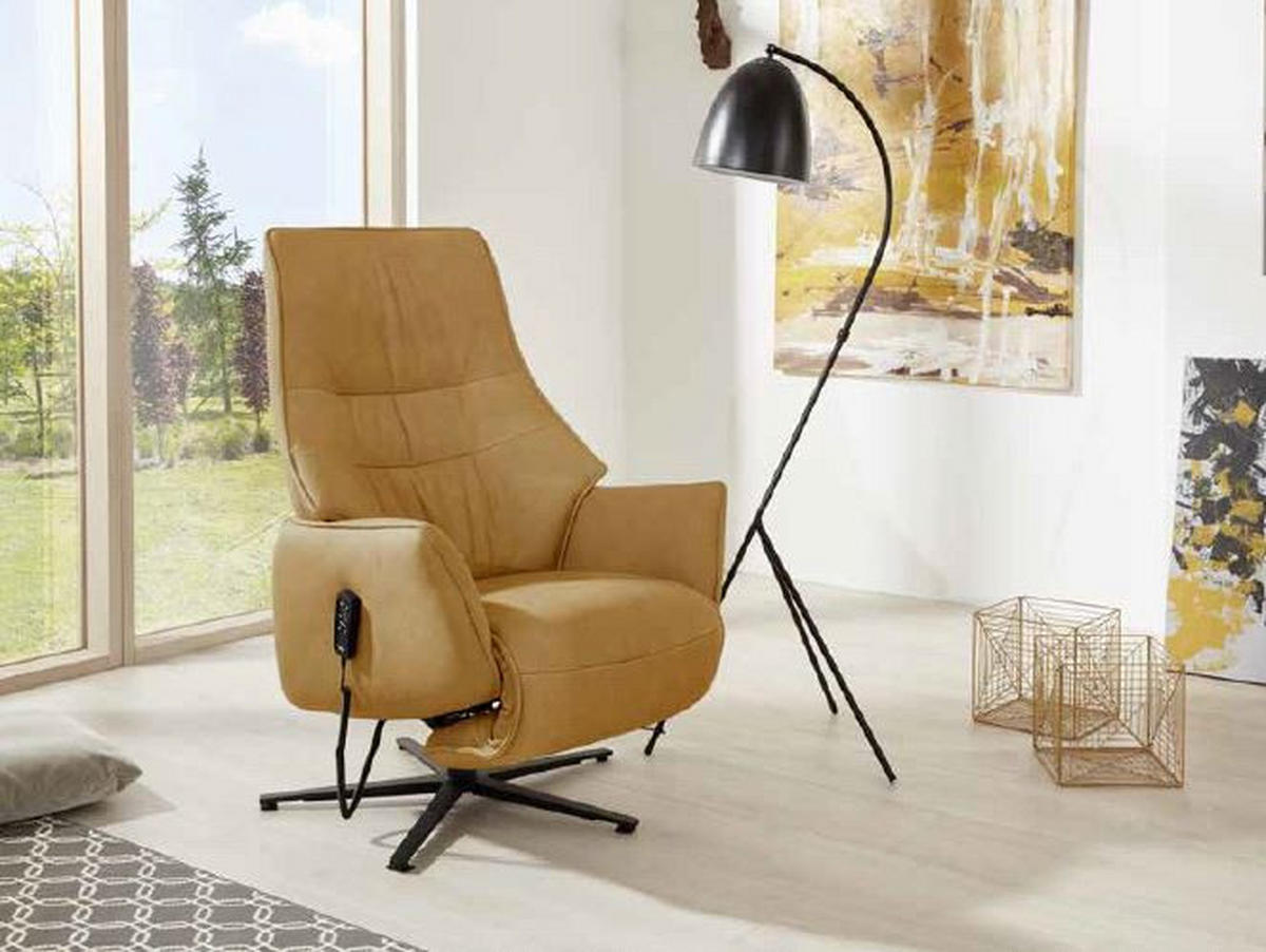 POČIVALNIK,  barve karija usnje - barve kroma/barve karija, Design, kovina/usnje (76/113/84cm) - Himolla