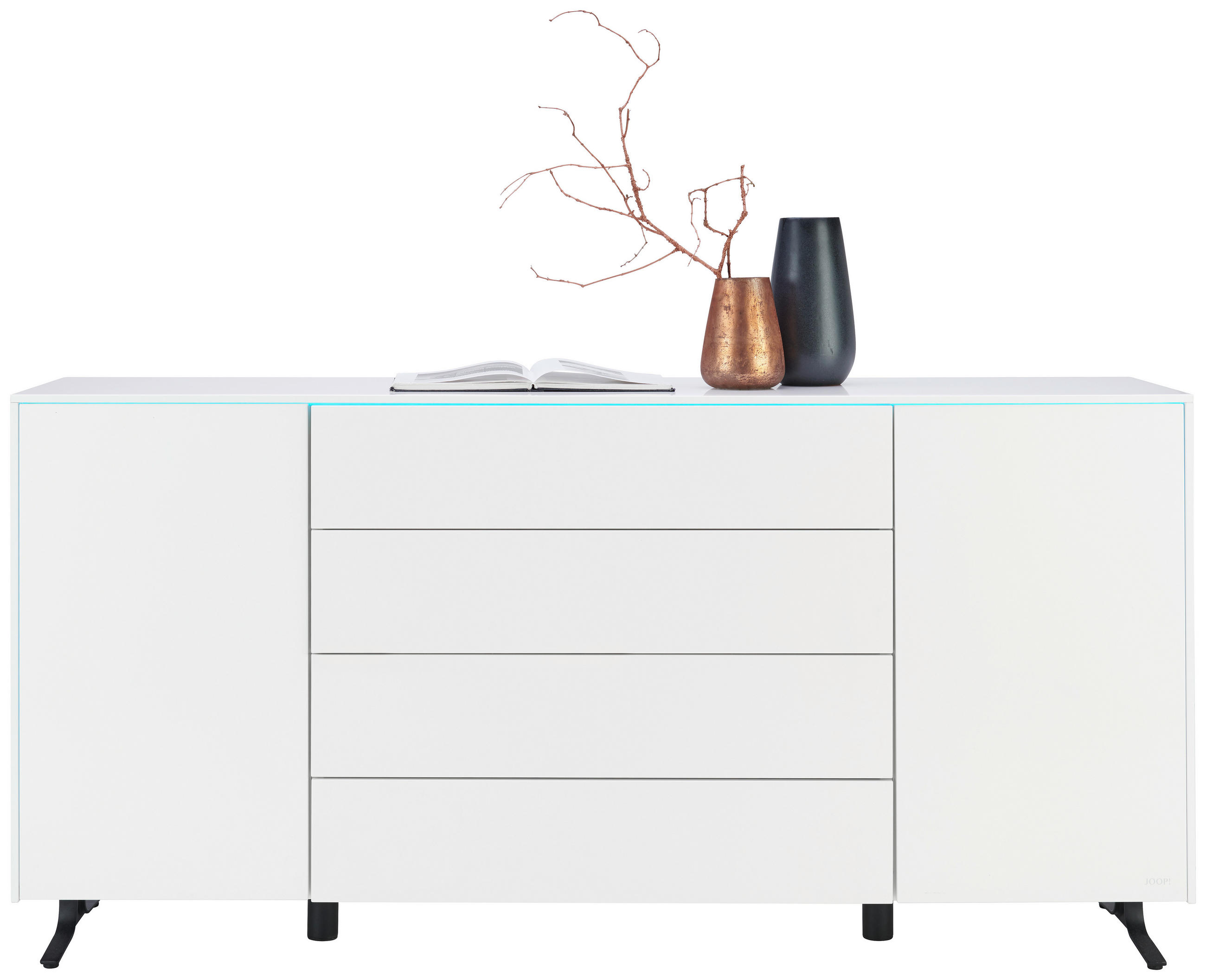 SIDEBOARD  in 182,5/88,9/42,4 cm  - Schwarz/Weiß, Design, Holzwerkstoff/Metall (182,5/88,9/42,4cm) - Joop!