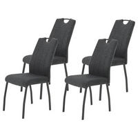 STUHL-SET 4 Stück  in Stahl Webstoff Metall, Textil  - Dunkelgrau/Anthrazit, MODERN, Textil/Metall (44/96/64cm) - MID.YOU