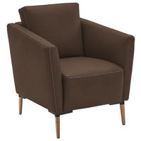 SESSEL Echtleder Braun  - Eichefarben/Beige, Natur, Leder/Holz (75/84/76cm) - Valnatura