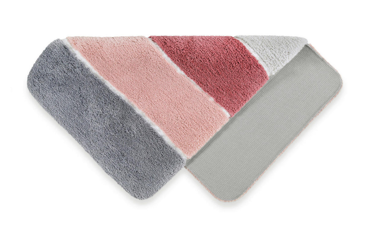 BADTEPPICH Grau, Hellrosa 55/65 cm  - Hellrosa/Grau, Basics, Kunststoff/Textil (55/65cm) - WECON HOME