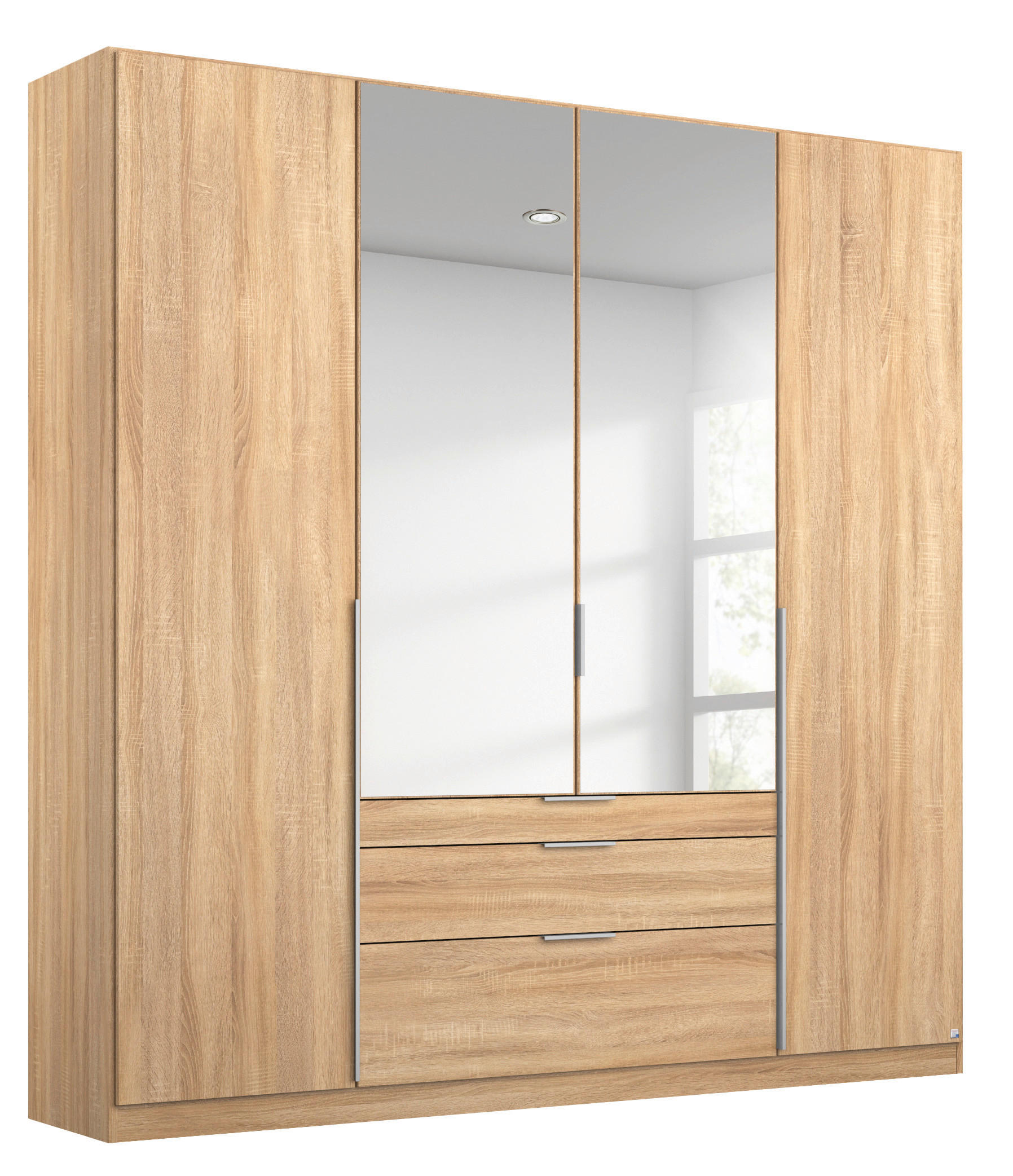 GARDEROB Sonoma ek  - Sonoma ek/alufärgad, Modern, metall/träbaserade material (181/229/54cm) - Rauch Möbel