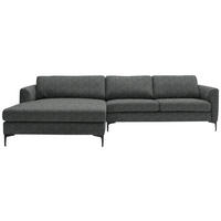 ECKSOFA in Flachgewebe Anthrazit  195/310 cm  - Anthrazit/Schwarz, Design, Textil/Metall (195/310cm) - Schöner Wohnen