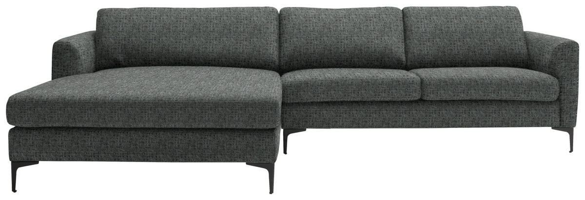ECKSOFA in Flachgewebe Anthrazit  195/310 cm  - Anthrazit/Schwarz, Design, Textil/Metall (195/310cm) - Schöner Wohnen