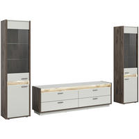 WOHNWAND 3-teilig  in Hellgrau  319/198/43 cm  - Hellgrau, Design, Glas/Holzwerkstoff (319/198/43cm) - MID.YOU