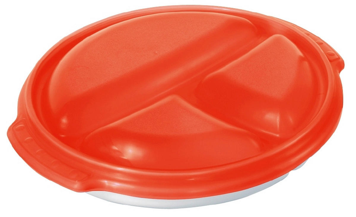 MIKROWELLENTELLER  - Weiss/Rot, Basics, Kunststoff (25,5/23,5/5cm) - Rotho