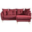 ECKSOFA  in Flachgewebe Rot  210/156 cm  - Buchefarben/Rot, KONVENTIONELL, Holz/Textil (210/156cm) - Carryhome