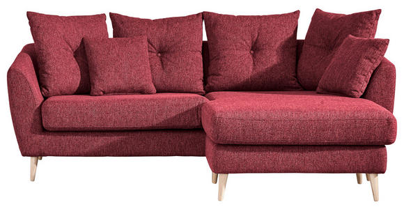 ECKSOFA  in Flachgewebe Rot  210/156 cm  - Buchefarben/Rot, KONVENTIONELL, Holz/Textil (210/156cm) - Carryhome