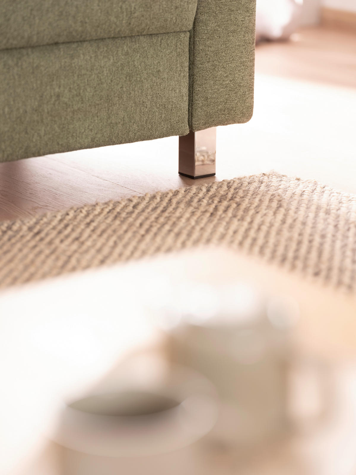3-SITZER-SOFA in Flachgewebe Grün  - Chromfarben/Grün, Design, Textil/Metall (195/83/85cm) - Xora