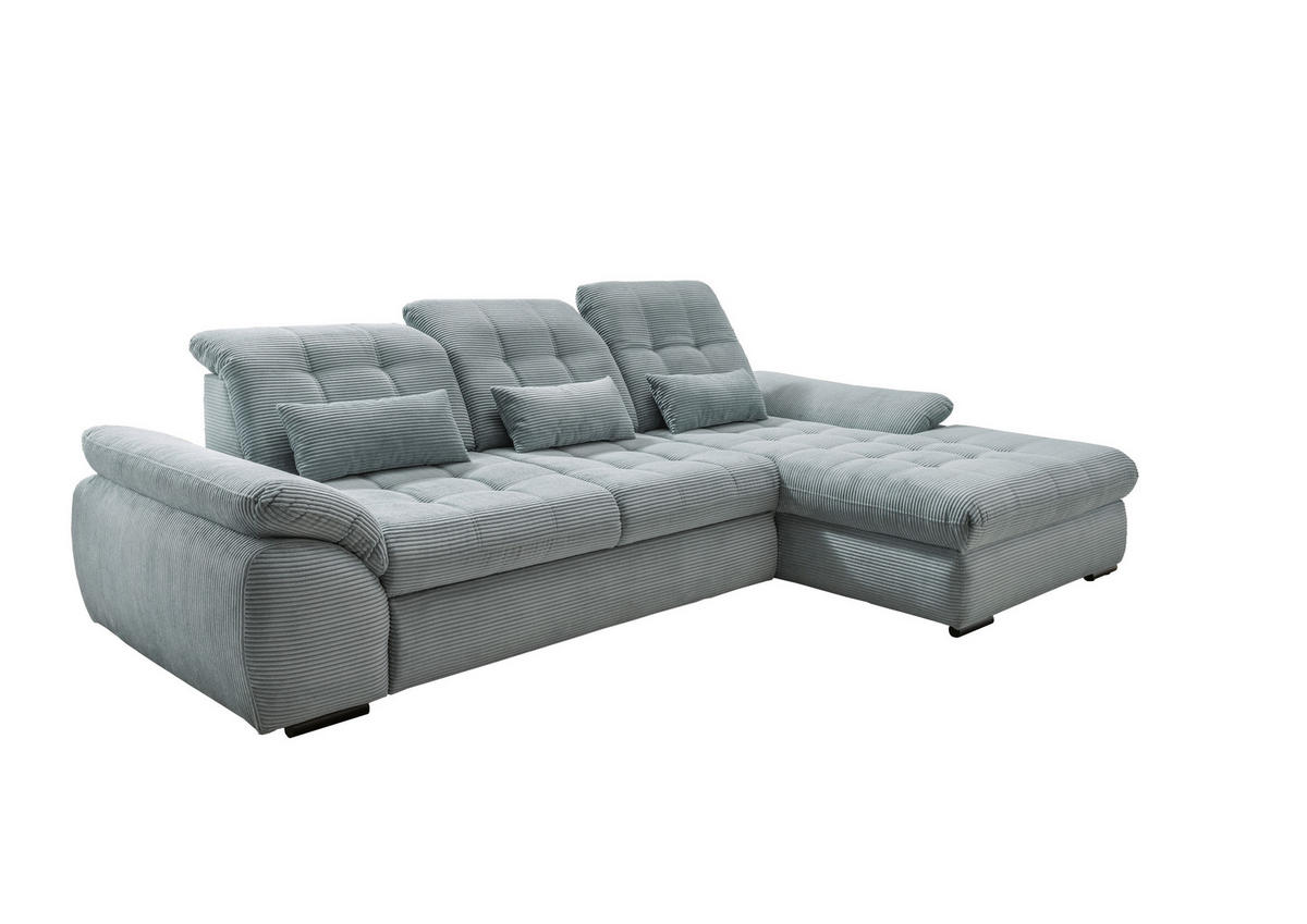 ECKSOFA in Cord Hellblau  - Schwarz/Hellblau, Modern, Textil/Metall (314/184cm) - Livetastic