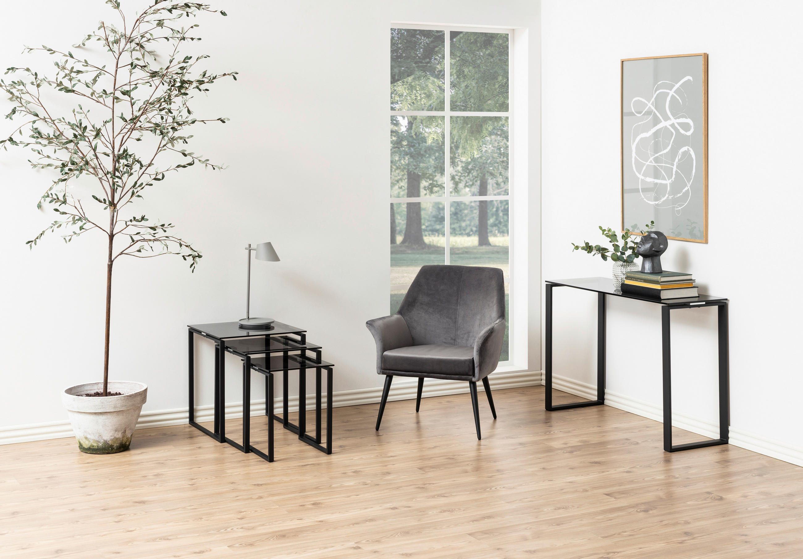 SET MIZIC, siva, črna  - siva/črna, Trend, kovina/steklo (36-50/36-50/45-55cm) - Livetastic
