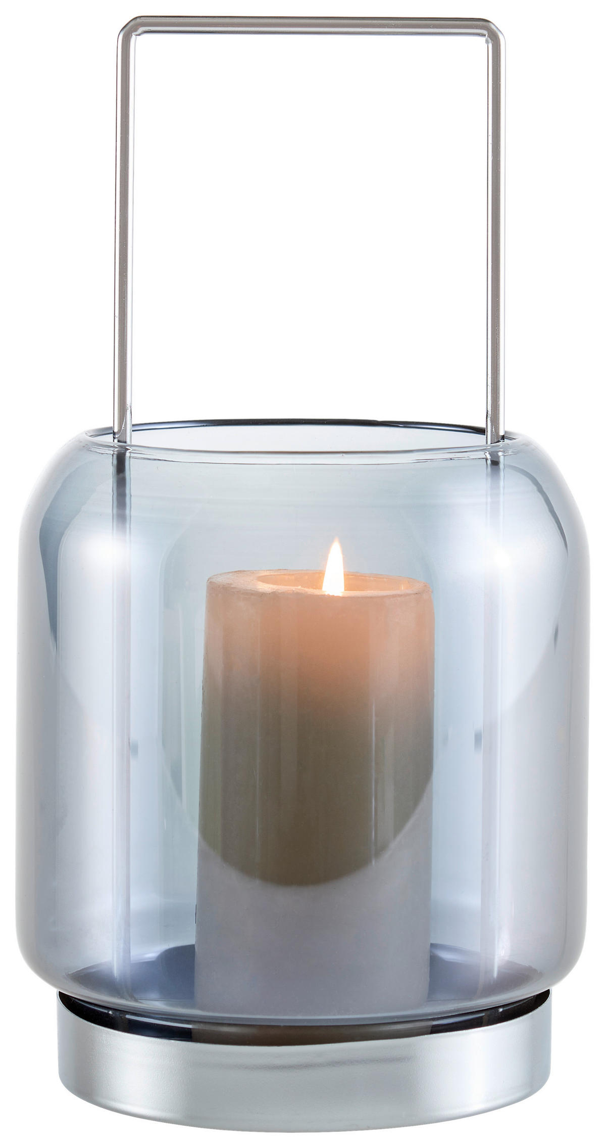 LATERNE - Grau, Design, Glas/Metall (12/22cm) - Ambia Home