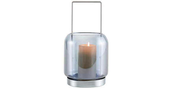 LATERNE - Grau, Design, Glas/Metall (12/22cm) - Ambia Home