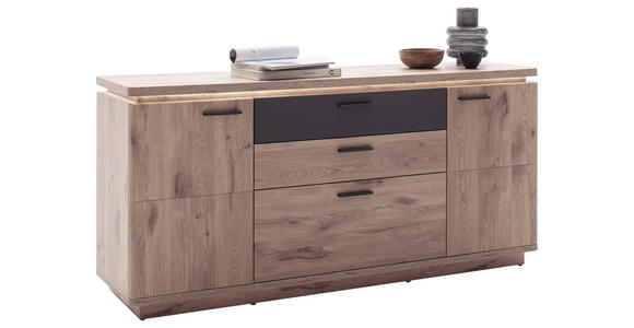 SIDEBOARD Anthrazit, Eiche dunkel 170/81/44 cm - Eiche dunkel/Anthrazit, KONVENTIONELL, Holzwerkstoff/Metall (170/81/44cm) - Cantus