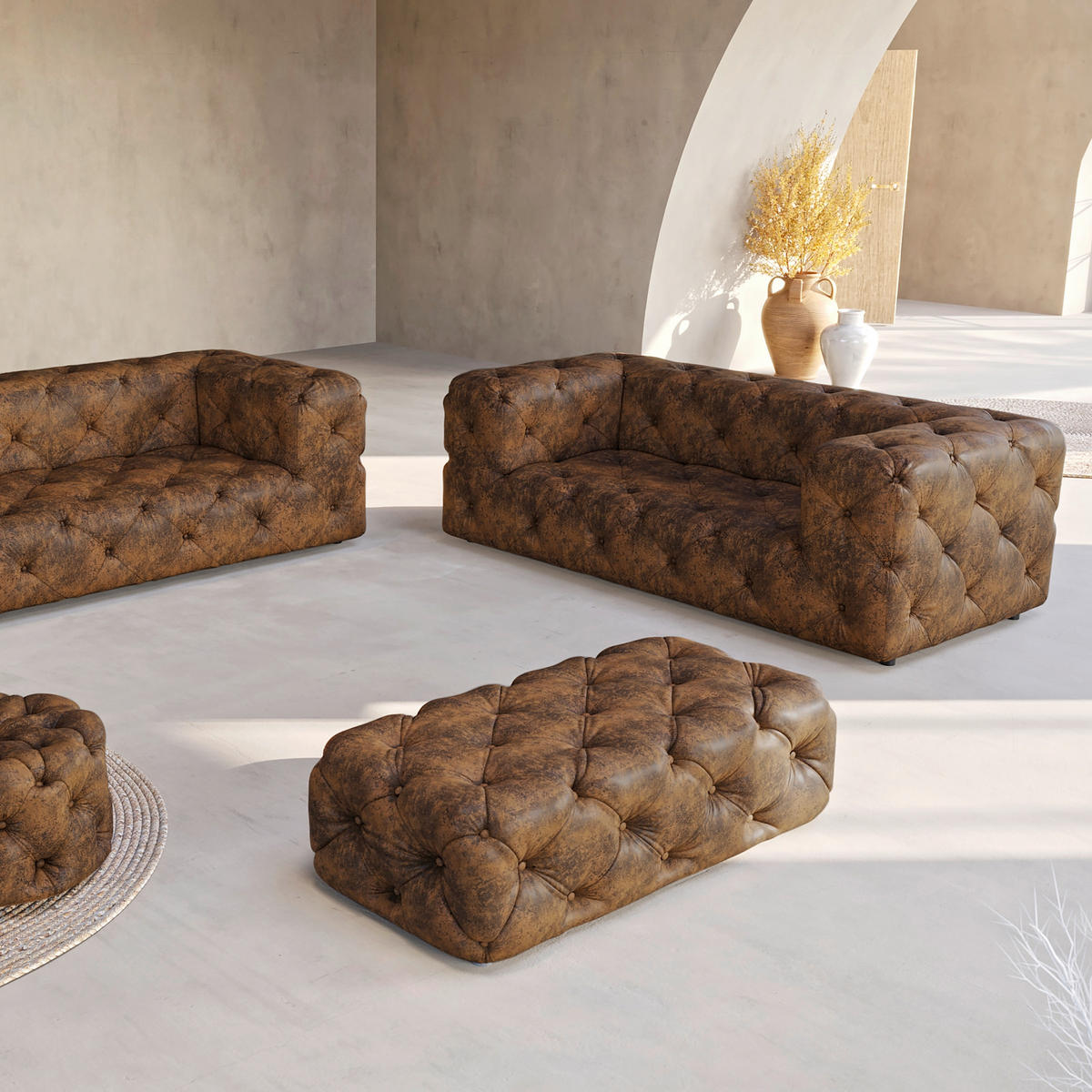 HOCKER in Textil Dunkelbraun  - Dunkelbraun/Schwarz, Design, Kunststoff/Textil (130/39/65cm) - P & B
