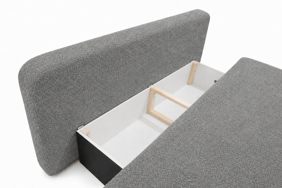 SCHLAFSOFA FREDO Bouclé Grau  inkl.  - Schwarz/Grau, Design, Kunststoff/Textil (212/93/100cm) - MID.YOU