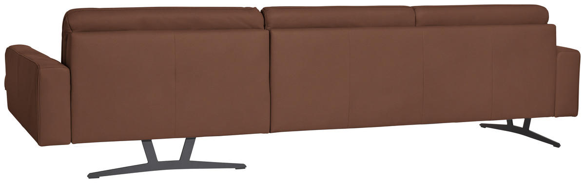 ECKSOFA in Echtleder Braun  324/179 cm  - Anthrazit/Braun, KONVENTIONELL, Leder/Metall (324/179cm) - Johann Jakob