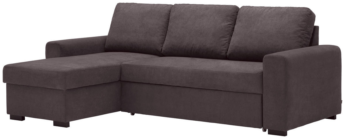 ECKSOFA inkl.Funktionen Dunkelgrau Webstoff  - Dunkelgrau/Schwarz, Design, Textil (245/160cm) - Xora