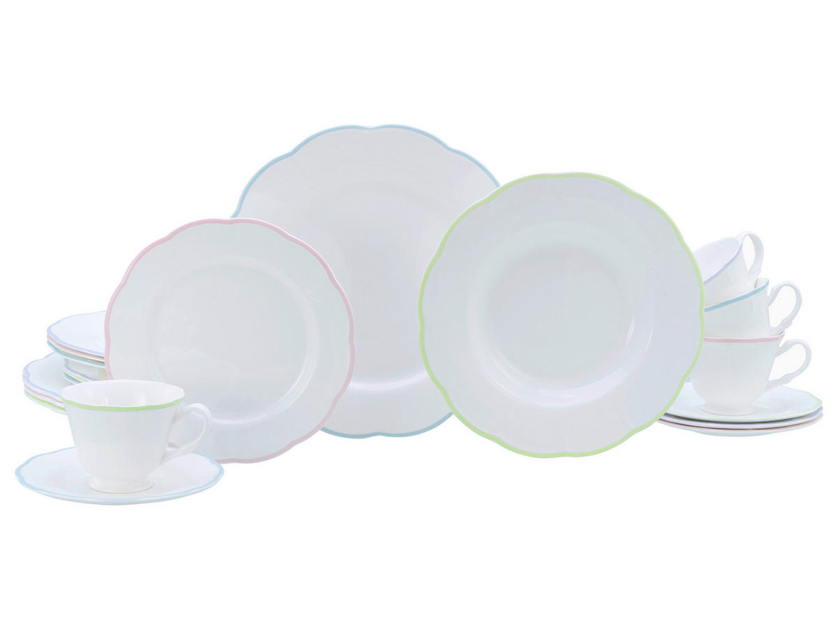 KOMBISERVICE Lila, Weiß, Hellblau, Hellrosa, Limette Florine Bunt 20-teilig 4 Personen  - Hellrosa/Lila, Basics, Keramik - Creatable