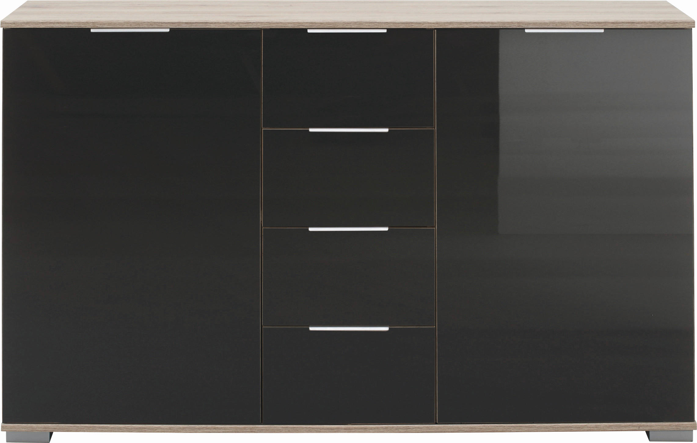 ANRICHTE  in 130/83/41 cm  - Eichefarben/Alufarben, Design, Glas/Holzwerkstoff (130/83/41cm) - Carryhome