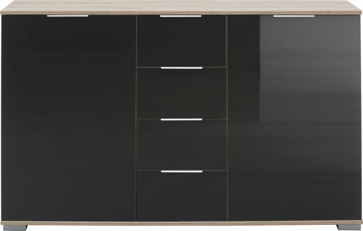 ANRICHTE  in 130/83/41 cm  - Eichefarben/Alufarben, Design, Glas/Holzwerkstoff (130/83/41cm) - Carryhome