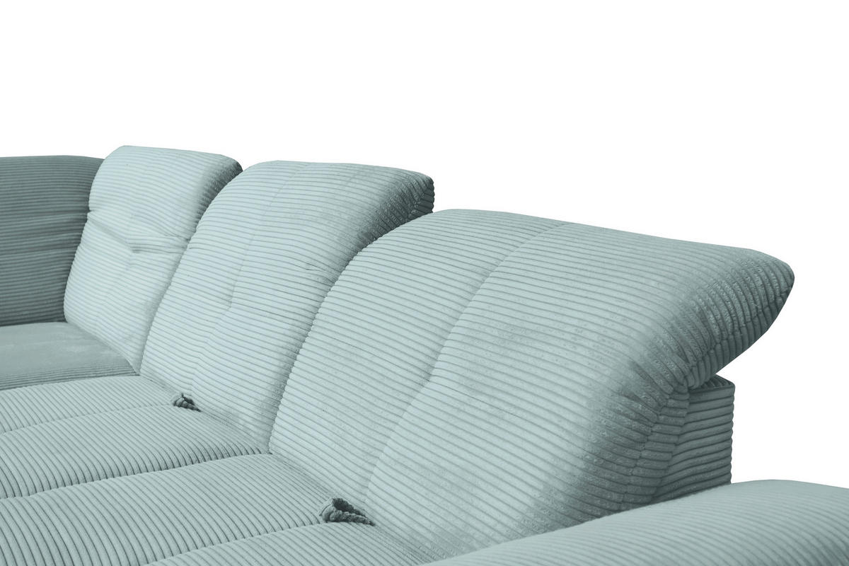 ECKSOFA in Cord Pastellblau  - Pastellblau/Schwarz, Design, Textil/Metall (242/313cm) - Xora