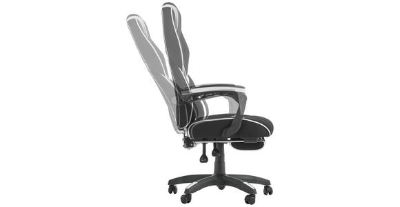 GAMINGSTUHL in Lederlook, Mikrofaser, Vliesstoff Schwarz, Weiß - Schwarz/Weiß, Design, Kunststoff/Textil (65/114/67cm) - Novel