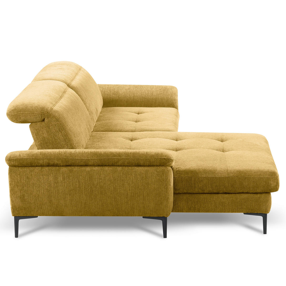ECKSOFA  Webstoff Senfgelb  - Senfgelb/Schwarz, Design, Textil/Metall (195/268cm) - Livetastic