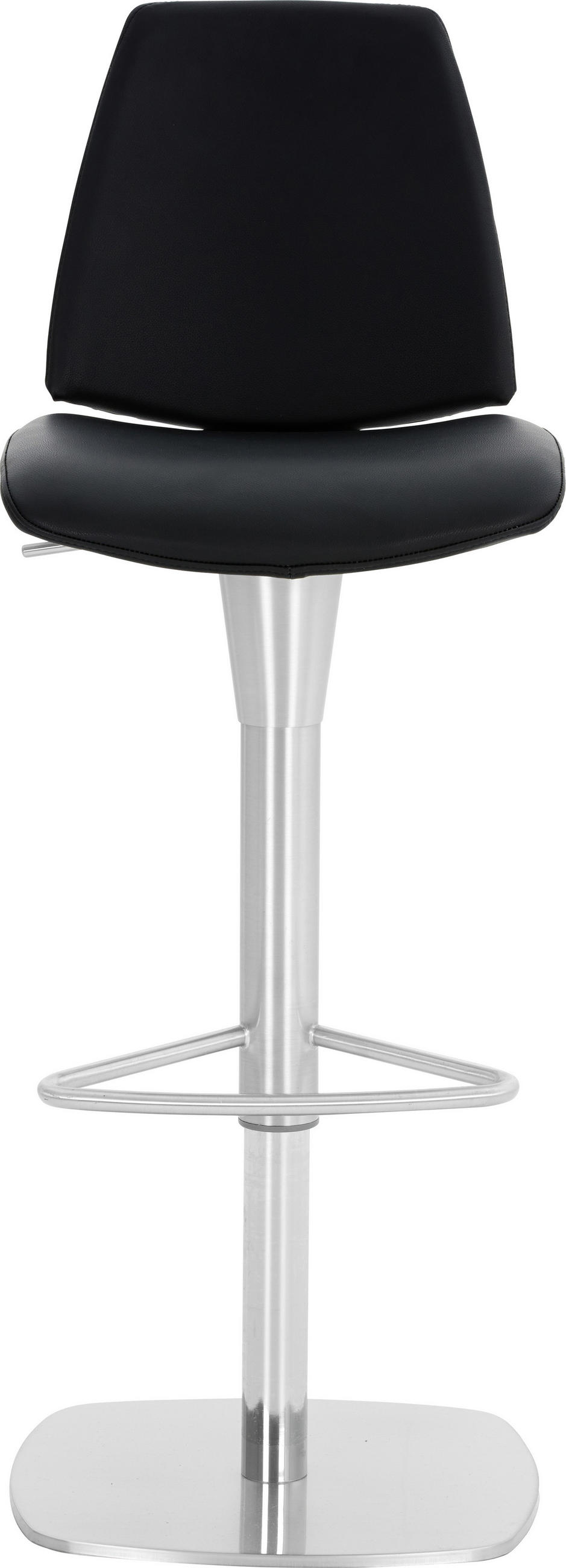 BARHOCKER in Metall, Leder Schwarz, Edelstahlfarben  - Edelstahlfarben/Schwarz, Design, Leder/Metall (40/85-112/40cm)