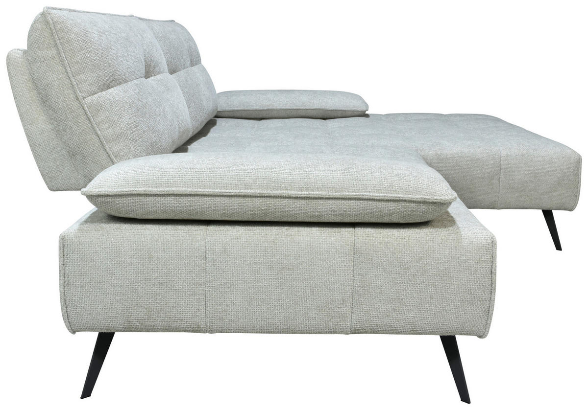 ECKSOFA Ottomane rechts  Greige Chenille  - Greige/Schwarz, Design, Textil/Metall (284/188cm) - Stylife