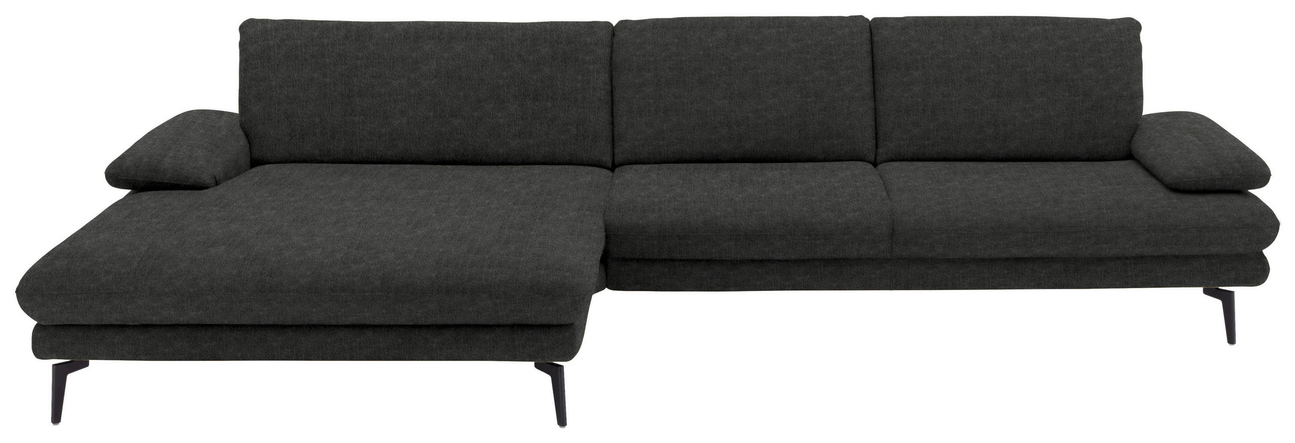 ECKSOFA in Velours Anthrazit - Anthrazit/Schwarz, Design, Textil/Metall (180/310cm) - Dieter Knoll