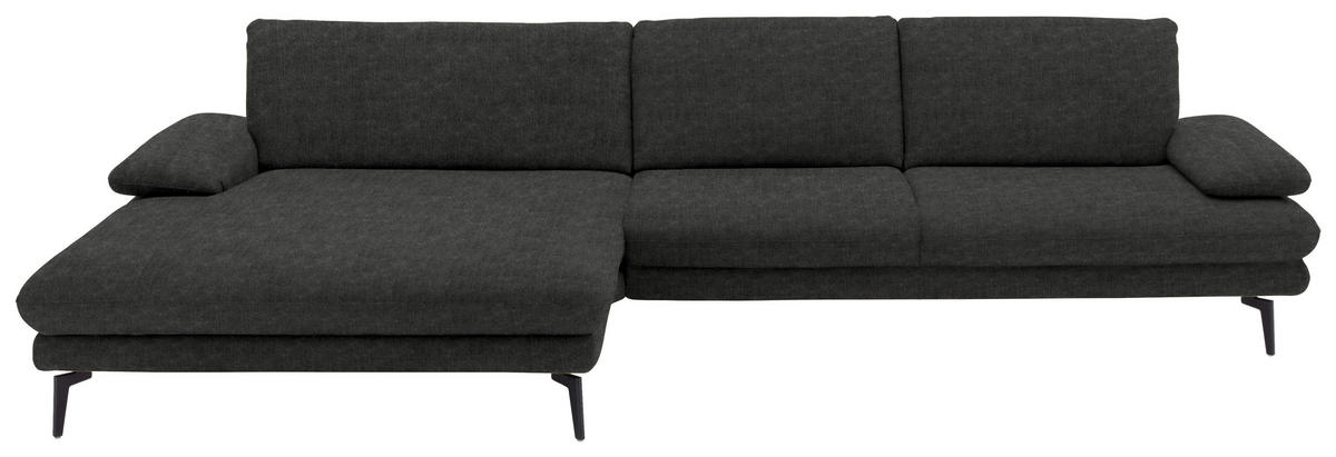 ECKSOFA in Velours Anthrazit  - Anthrazit/Schwarz, Design, Textil/Metall (180/310cm) - Dieter Knoll