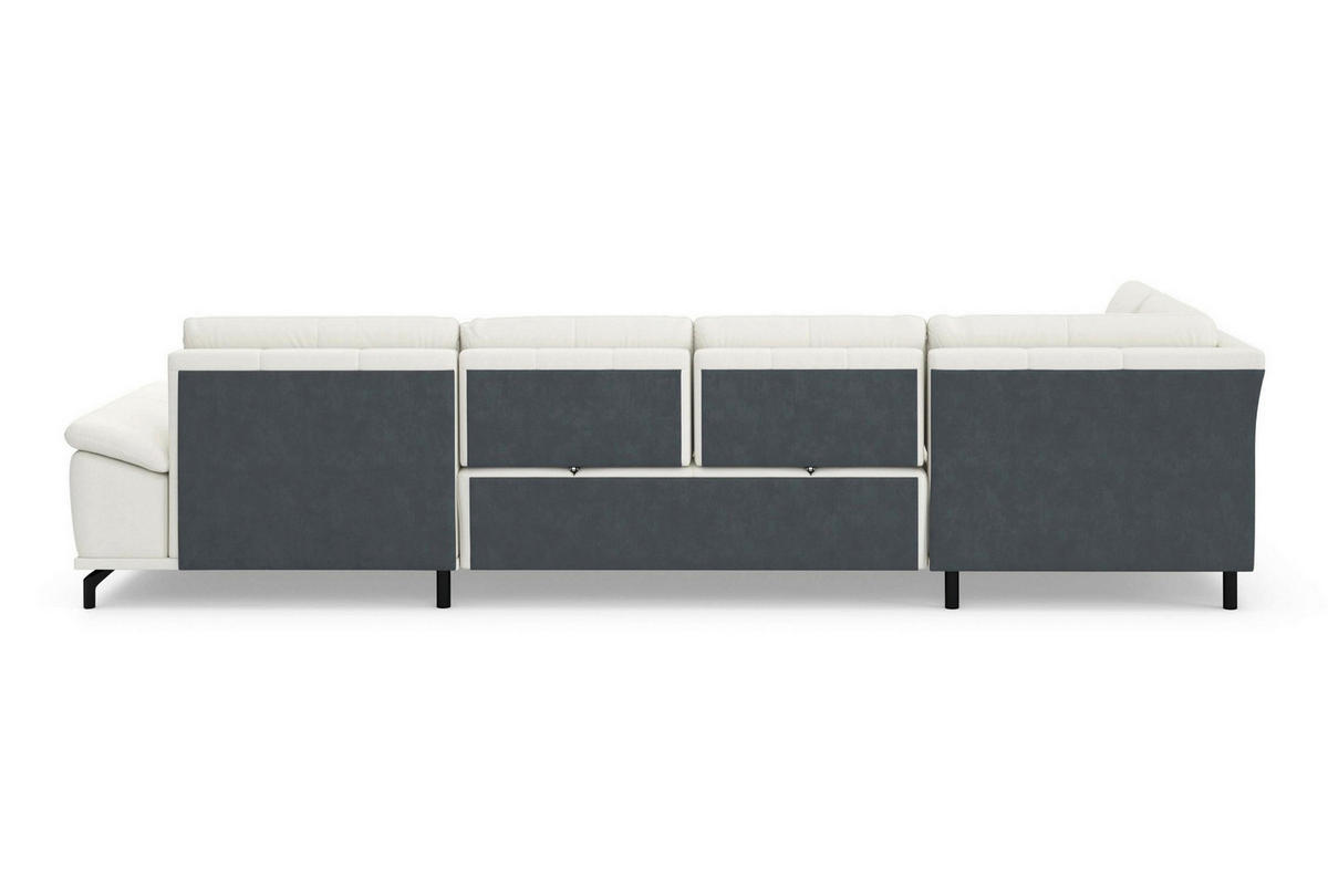 SEDACÍ SOUPRAVA, kůže, bílá - bílá/černá, Basics, kov/textil (223/363/176cm) - Sit & More