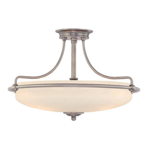 DECKENLEUCHTE Griffin 53.3/35.6 cm   - Nickelfarben, KONVENTIONELL, Glas/Metall (53.3/35.6cm) - Elstead Lighting
