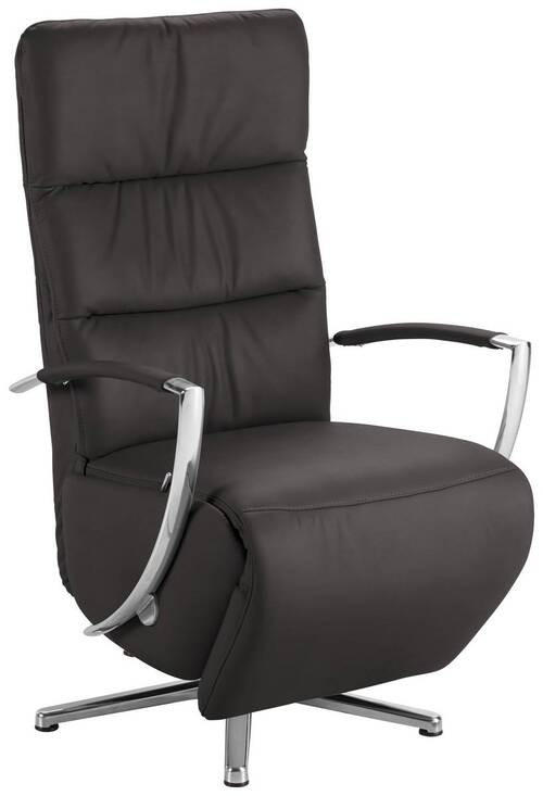 RELAXSESSEL in Leder Mokka  - Chromfarben/Mokka, Design, Leder/Metall (64/112/80cm) - Cantus
