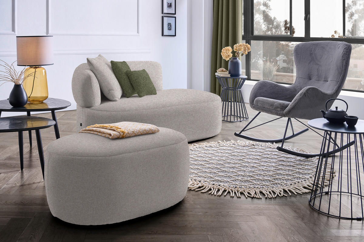 RÉCAMIERE in Chenille Grün, Greige  - Greige/Schwarz, MODERN, Kunststoff/Textil (166/86/105cm) - Hom`in