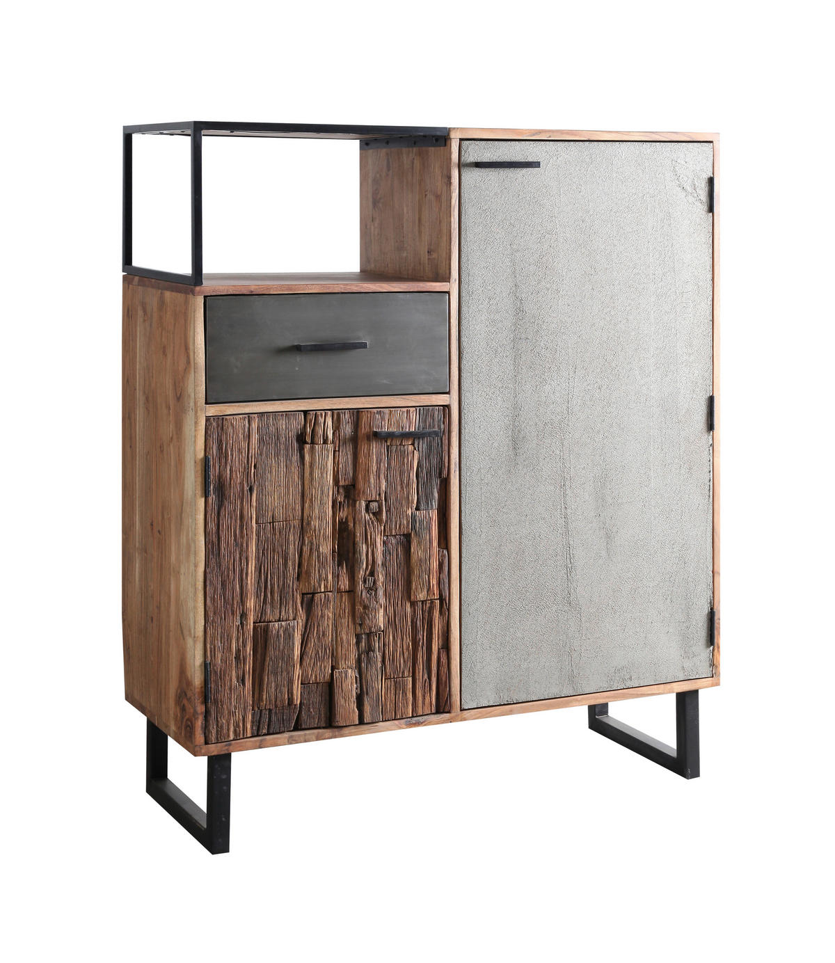 KOMMODE Grau, Akaziefarben, Hellbraun  100/122/40 cm  - Hellbraun/Schwarz, Design, Holz/Stein (100/122/40cm) - Carryhome