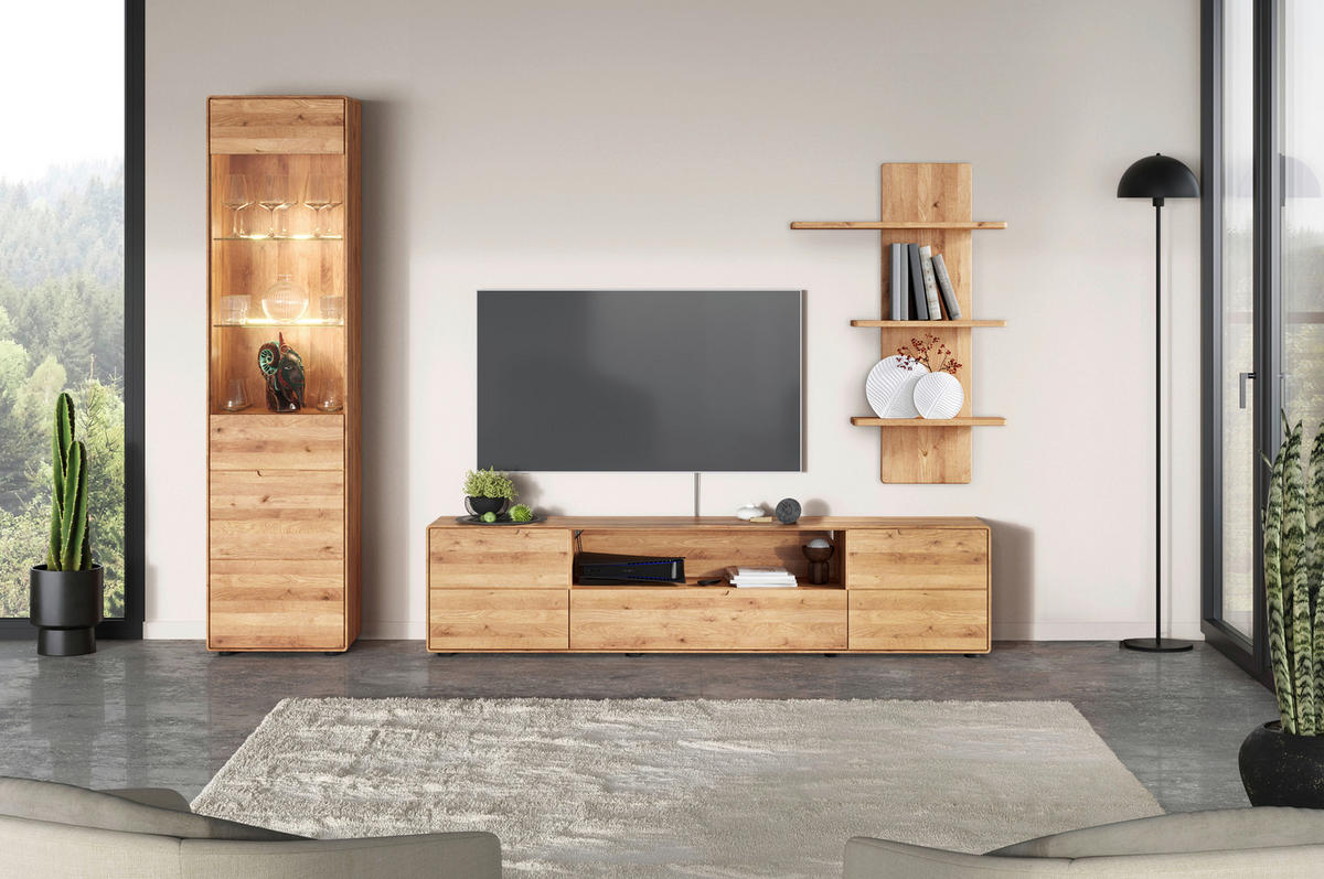 WOHNWAND 3-teilig  in Wildeiche  261/200/40 cm  - Wildeiche, KONVENTIONELL, Holz (261/200/40cm) - Linea Natura