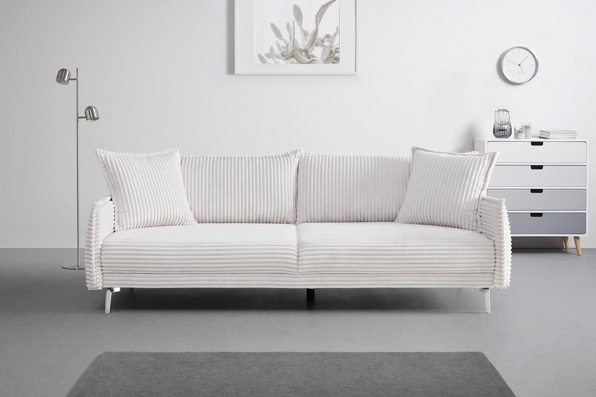 BIG SOFFA i vit  - vit/kromfärg, Modern, metall/trämaterial (241/90/117cm) - Carryhome
