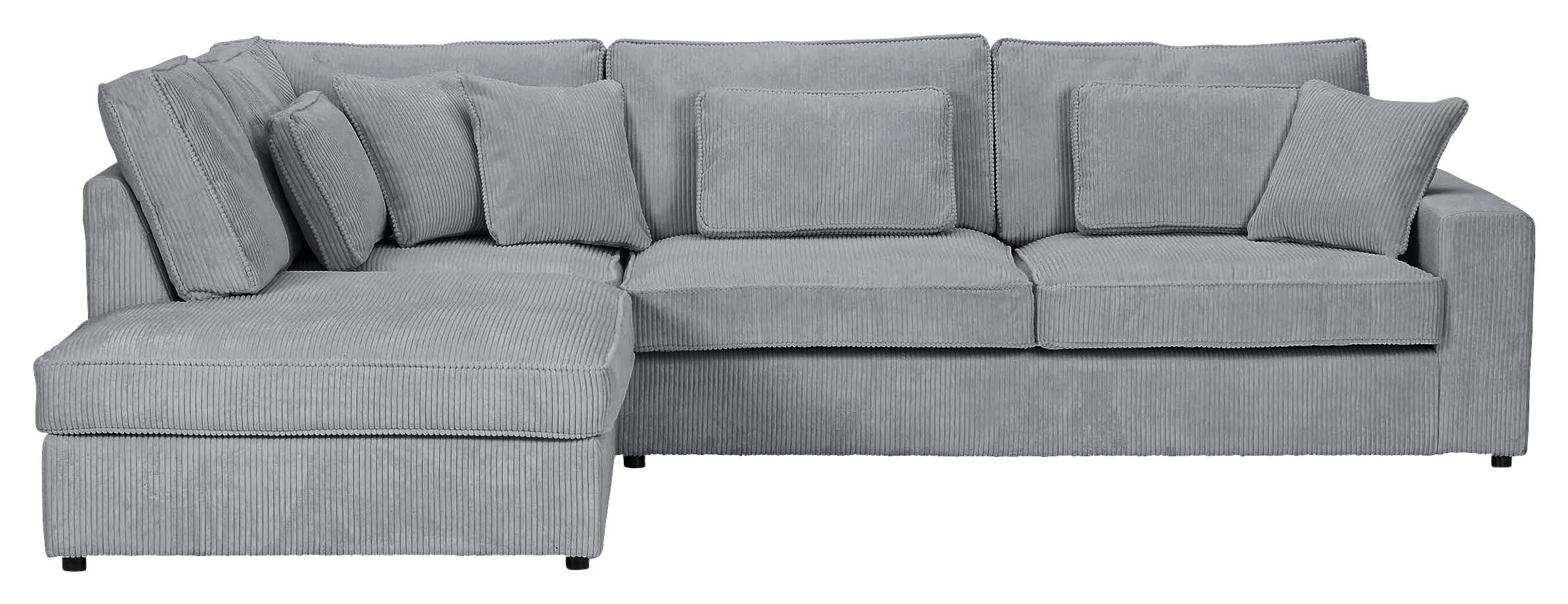 ECKSOFA Hellgrau Cord Zierkissen, Rückenkissen, Rücken echt  - Hellgrau/Schwarz, MODERN, Kunststoff/Textil (228/307cm) - Carryhome