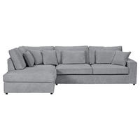 ECKSOFA Hellgrau Cord Zierkissen, Rückenkissen, Rücken echt  - Hellgrau/Schwarz, MODERN, Kunststoff/Textil (228/307cm) - Carryhome